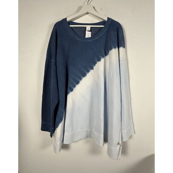 LIVI Womens Crew-Neck Sweatshirt 30/32 Blue Skyride Colorblock Pullover New - Picture 1 of 9